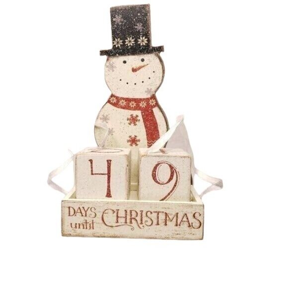 Advent Calendar PBK Wooden Box Sign Count Down To Christmas Snowman - Picture 2 of 6